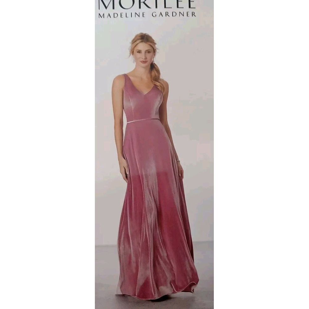 morilee madeline gardner Desert Rose Stretch Velvet Zip Back dress Size 14
